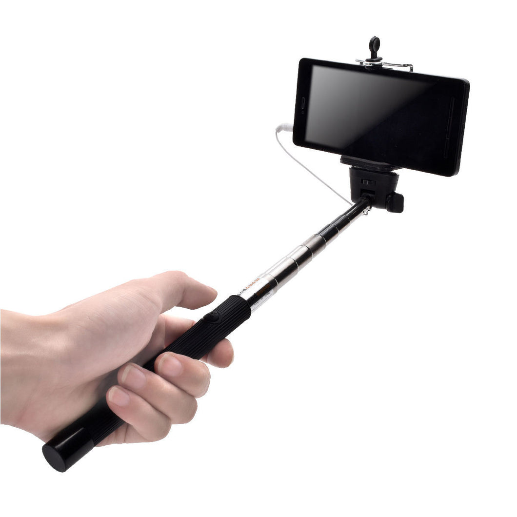 Wired battery free Selfie Stick - Extendable Handheld Monopod with Built-in Remote Shutter