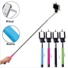 Wired battery free Selfie Stick - Extendable Handheld Monopod with Built-in Remote Shutter
