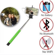 Wired battery free Selfie Stick - Extendable Handheld Monopod with Built-in Remote Shutter