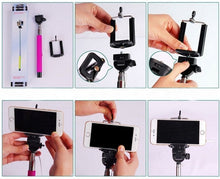 Wired battery free Selfie Stick - Extendable Handheld Monopod with Built-in Remote Shutter